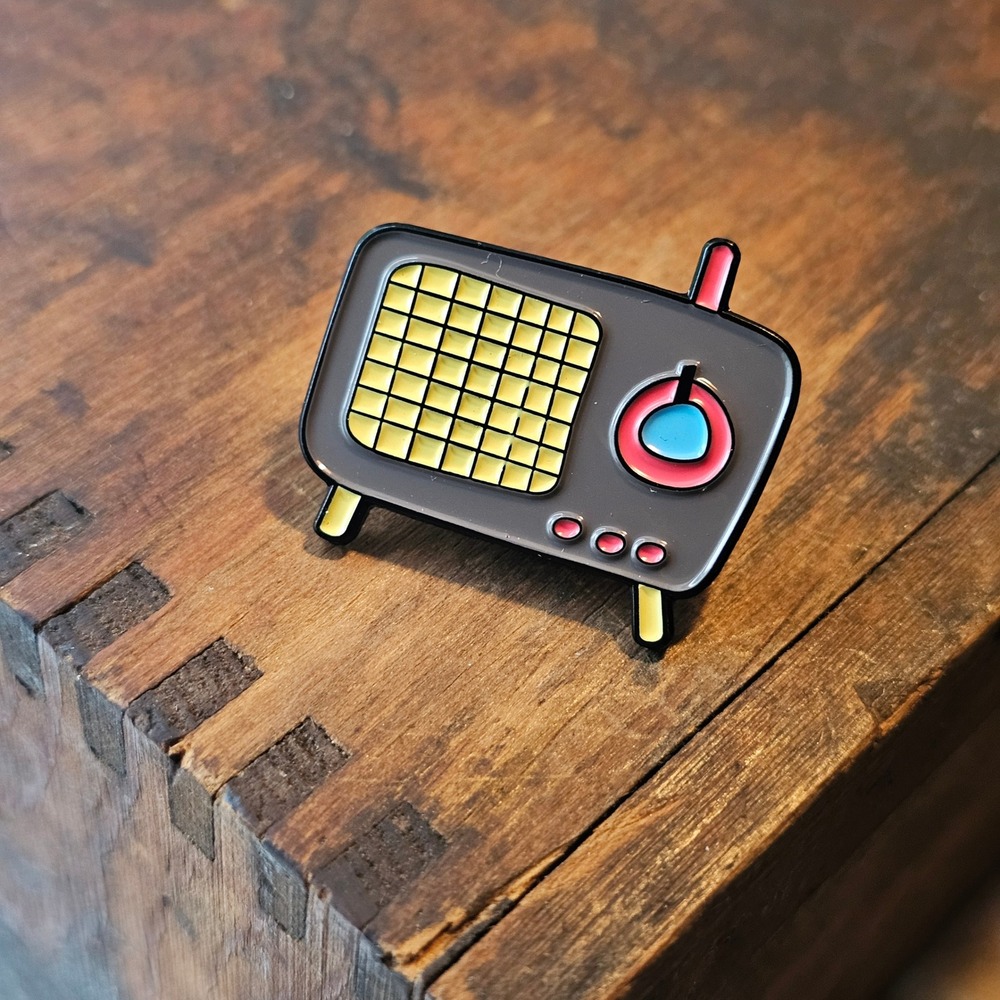 Grey Retro Radio Enamel Pin Unisex OS Mid-Century Modern MCM